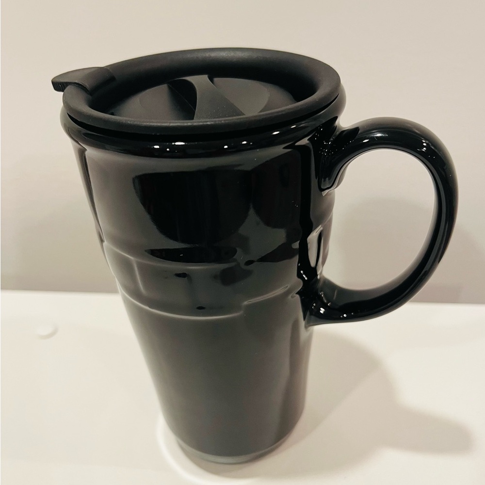 Longaberger black travel mug with lid - Picture 2 of 8